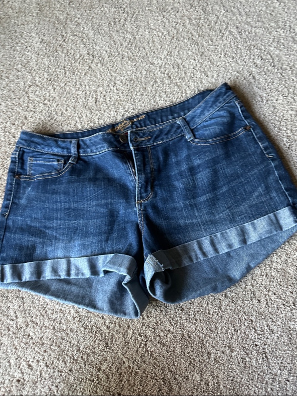 Arizona Jean Company Medium Blue Cuffed Denim Shorts